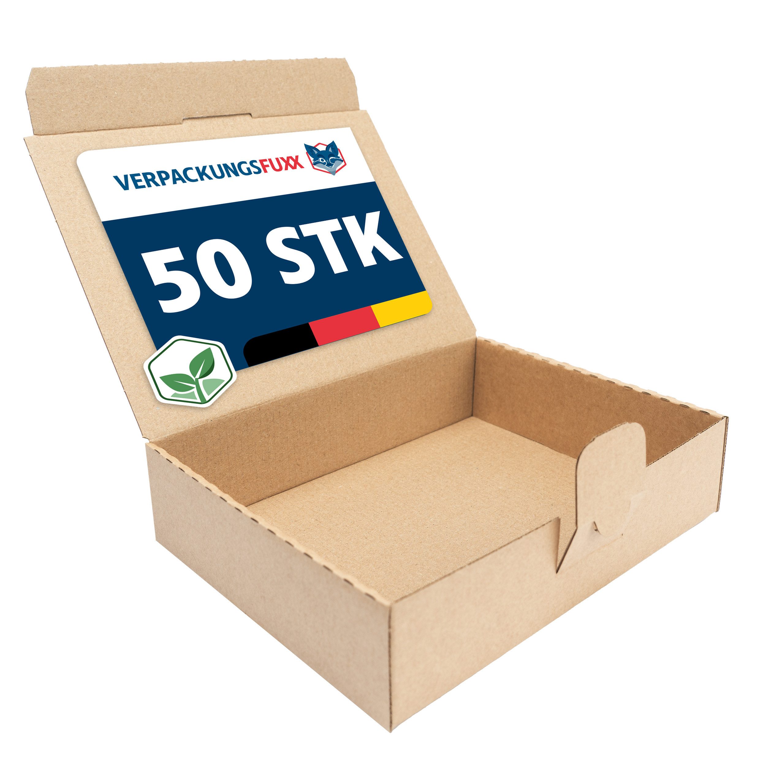 VERPACKUNGSFUXX Versandkarton Maxibriefkarton 200 x 150 x 50 mm Midi, 50 Stk., braun, kleine Faltschachtel, 1-wellig