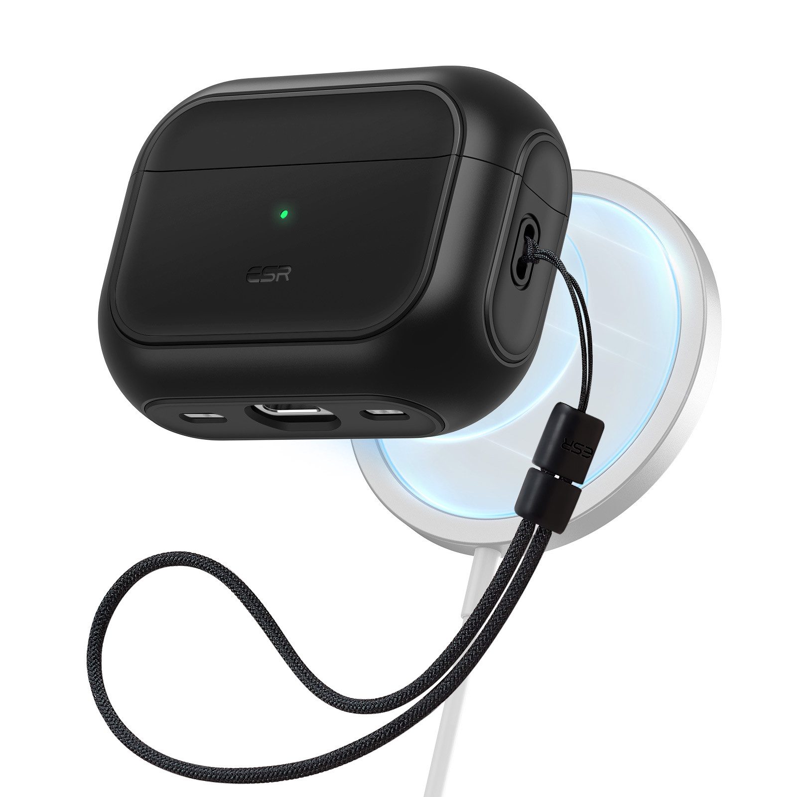 ESR Kopfhörer-Schutzhülle Orbit Hybrid HaloLock Case für AirPods Pro (2023 - 2019), Robuster Hybrid-Schutz, Praktische Handschlaufe