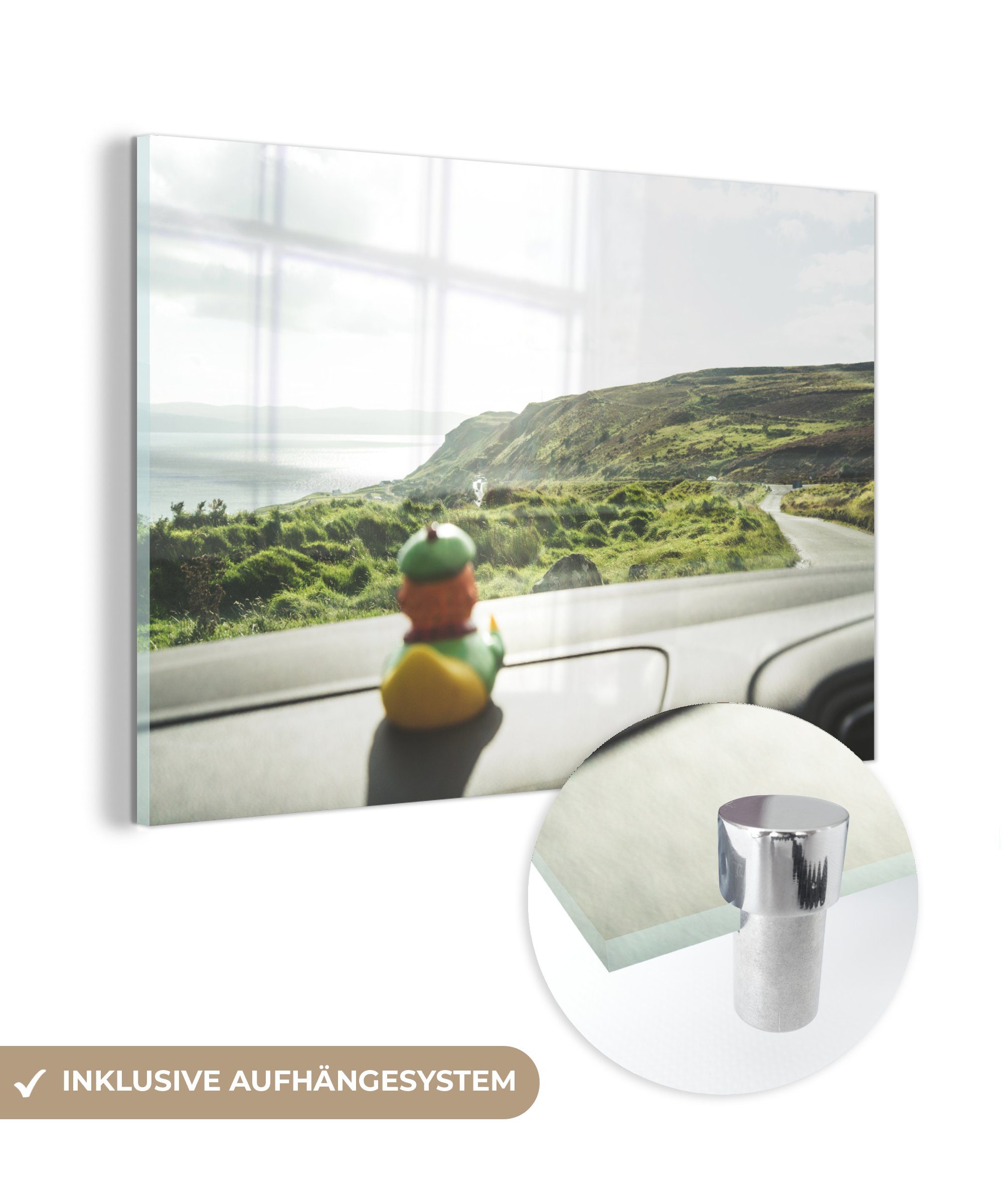 & Acrylglasbilder - Schlafzimmer MuchoWow Wohnzimmer Auto Gummi-Ente (1 St), Berge, Acrylglasbild -