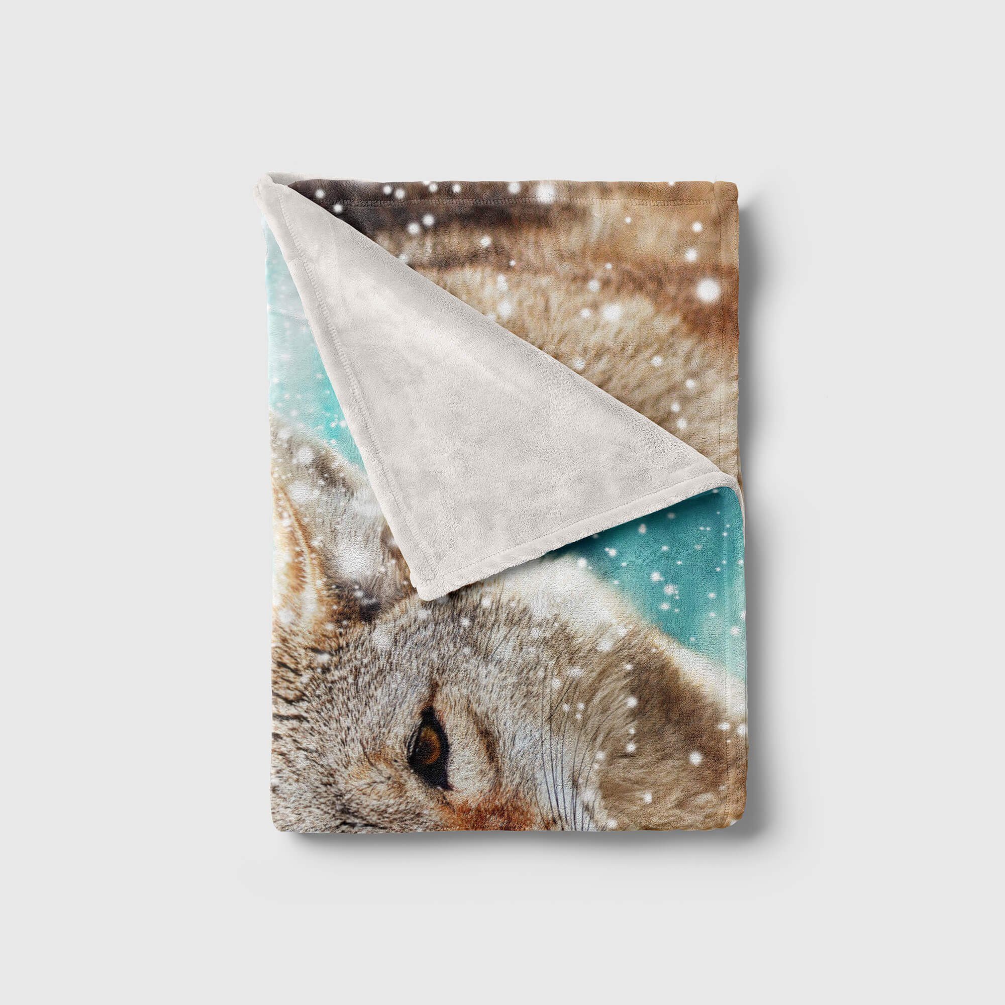 Handtuch Handtuch (1-St), zwei Füchse Handtücher Sinus Schnee, Strandhandtuch mit Art Baumwolle-Polyester-Mix Kuscheldecke Saunatuch Tiermotiv