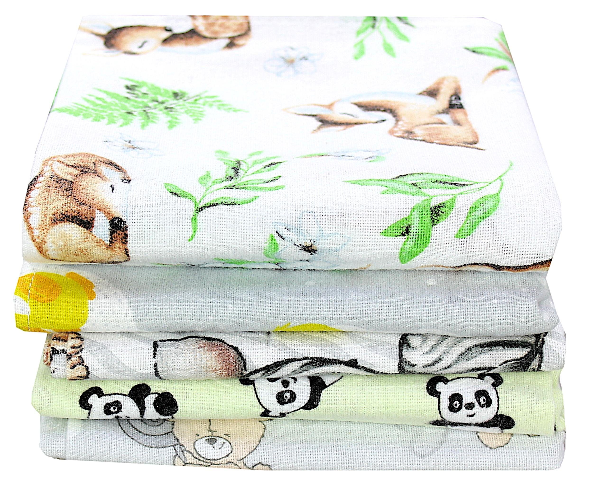 TupTam Stoffwindeln Baby Mulltücher Moltontücher Flanellwindeln 70x80 5er Set (5-St) Ente Gelb Grau Bärchen Panda Grün Safari Rehe