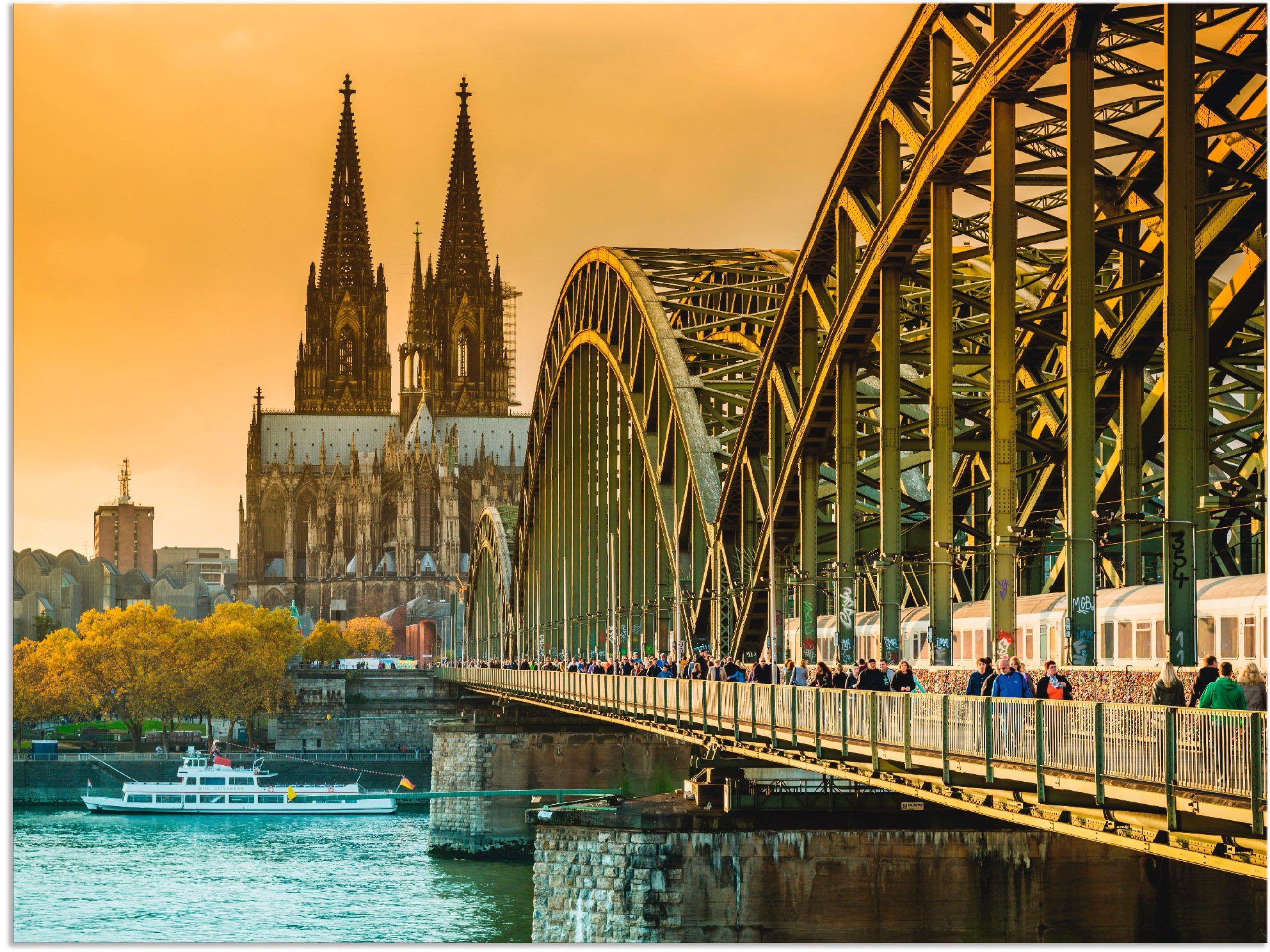 Artland Wandbild »Kölner Dom mit Hohenzollernbrücke«, Deutschland (1 Stück), in vielen Größen & Produktarten - Alubild / Outdoorbild für den Außenbereich, Leinwandbild, Poster, Wandaufkleber / Wandtattoo auch für Badezimmer geeignet-Otto