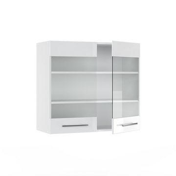 Vicco Hängeschrank Hängeglasschrank 80 cm Fame-Line Weiß Hochglanz