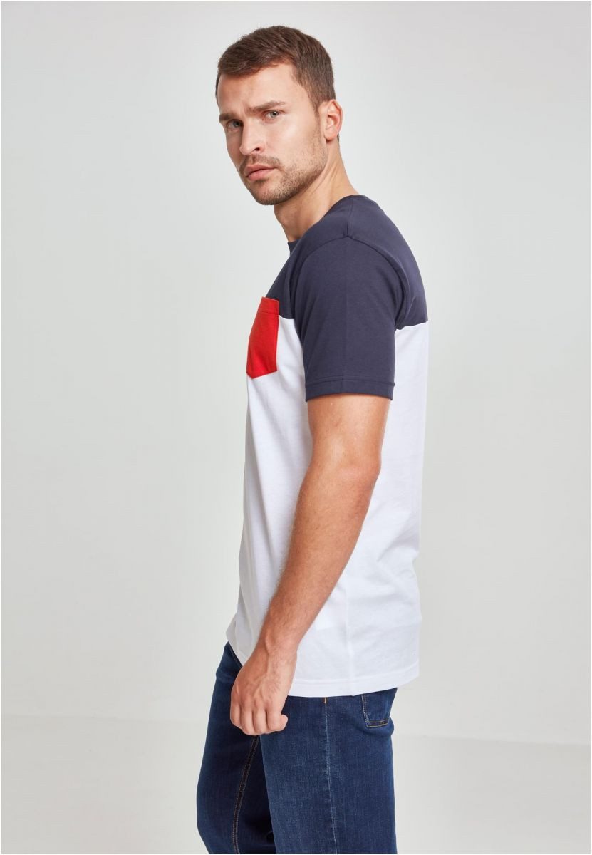 URBAN CLASSICS Rundhalsshirt 3-Tone Pocket Tee T-Shirt Herren