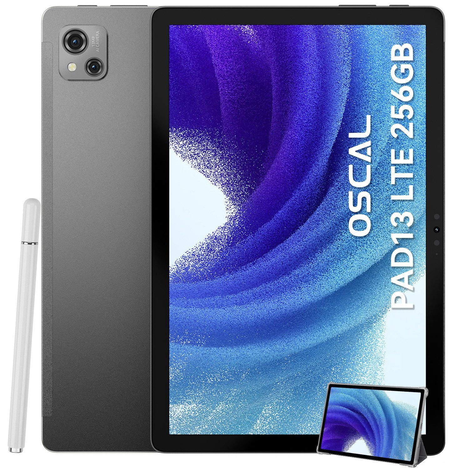 OSCAL Pad13 Tablet (10", 256 GB, 4G LTE, FHD Display, 13MP Kamera, PC-Modus, mit Hülle, Stift)