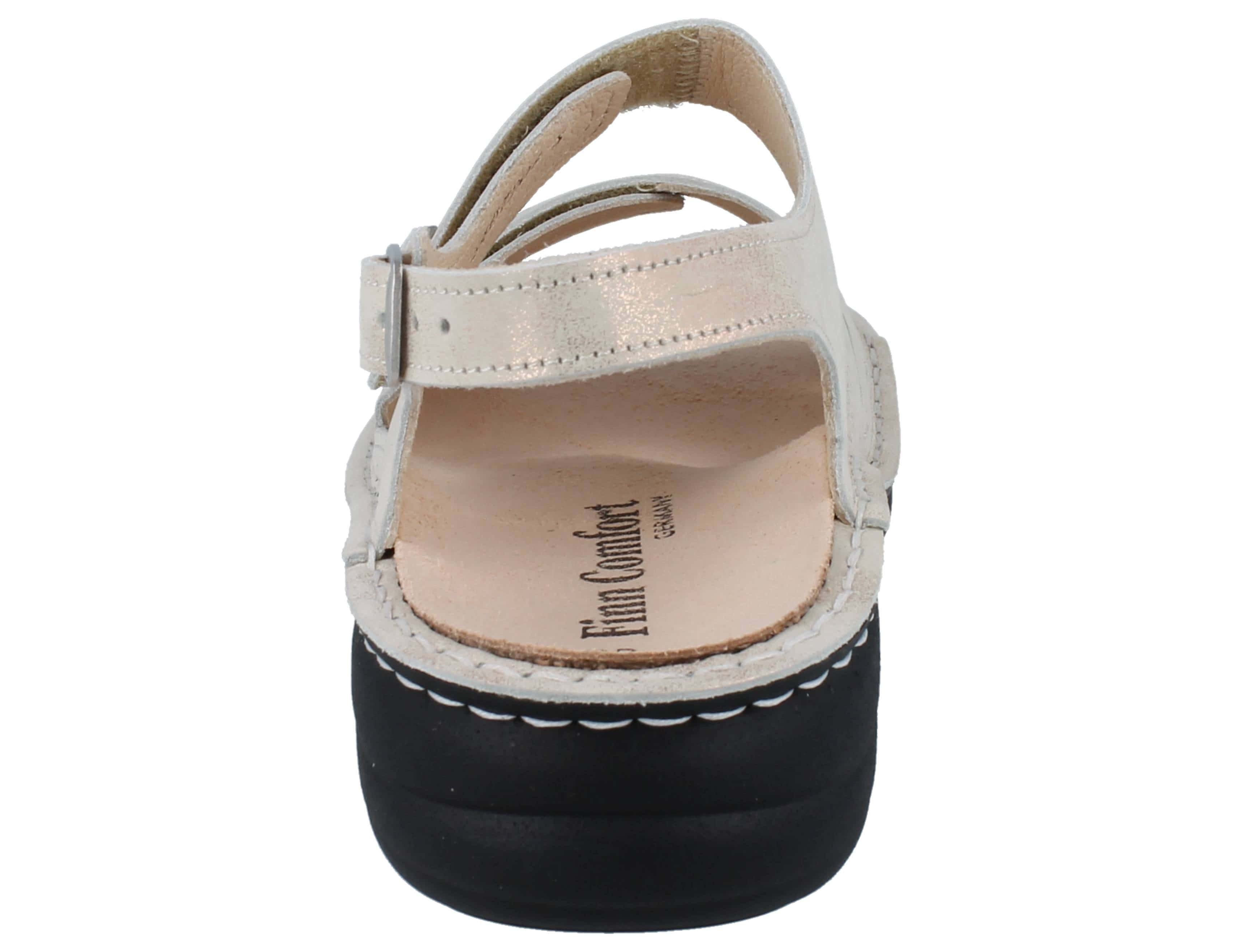 Finn Comfort FINN COMFORT Denia Damen Sandalen beige schimmerndes Nubukleder - Sandale Wechselfußbett