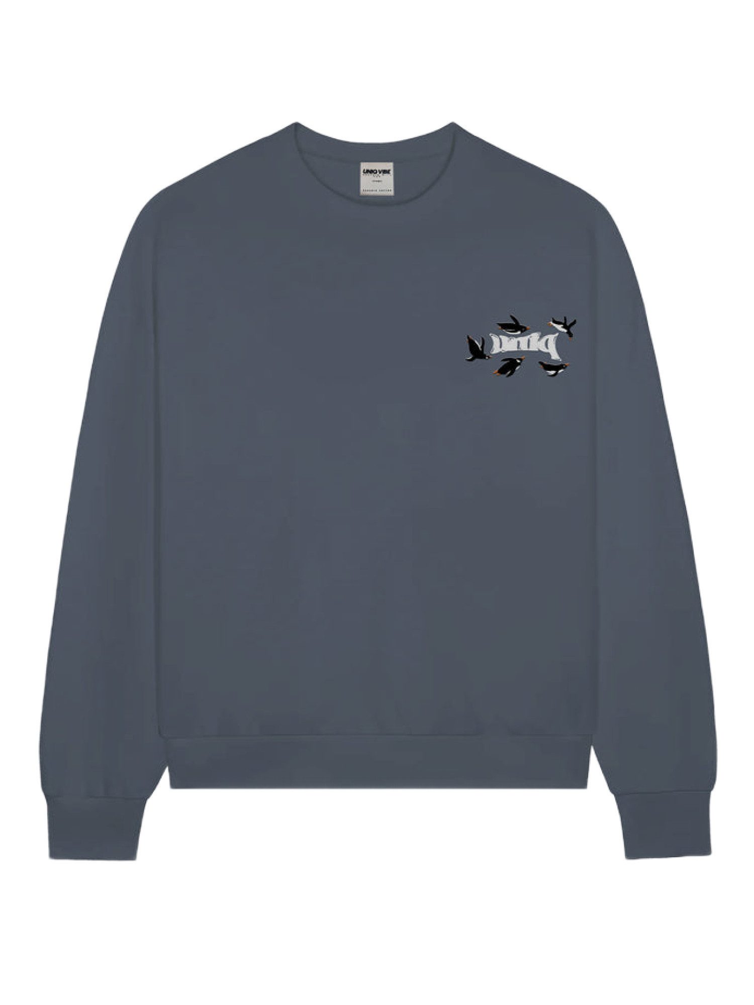 UNIQVIBE Sweatshirt Penguen Nakışlı %100 Organik Pamuklu Erkek Sweatshirt