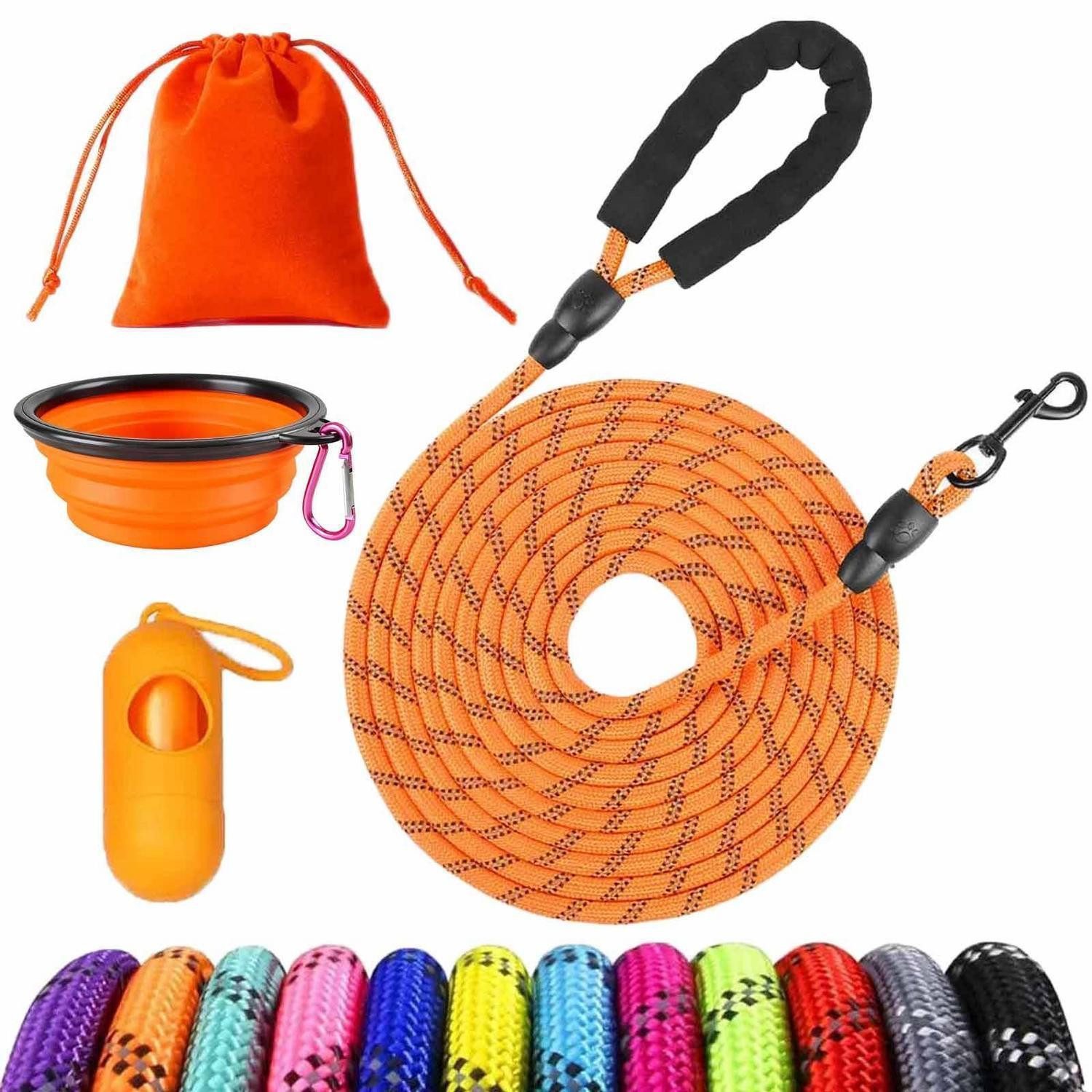 LuxusKollektion Schleppleine Schleppleine Hund stark gepolstert 8mm 1.5M Orange