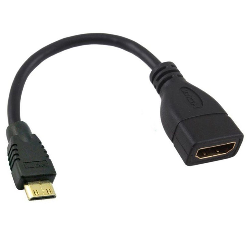 Bolwins F28 Mini HDMI Typ D Stecker zu HDMI Buchse Adapter Kabel Stecker HD TV Computer-Kabel, Mini HDMI Stecker, HDMI Buchse Typ A (19-polig) (17 cm), Vergoldete Kontakte, Plug & Play