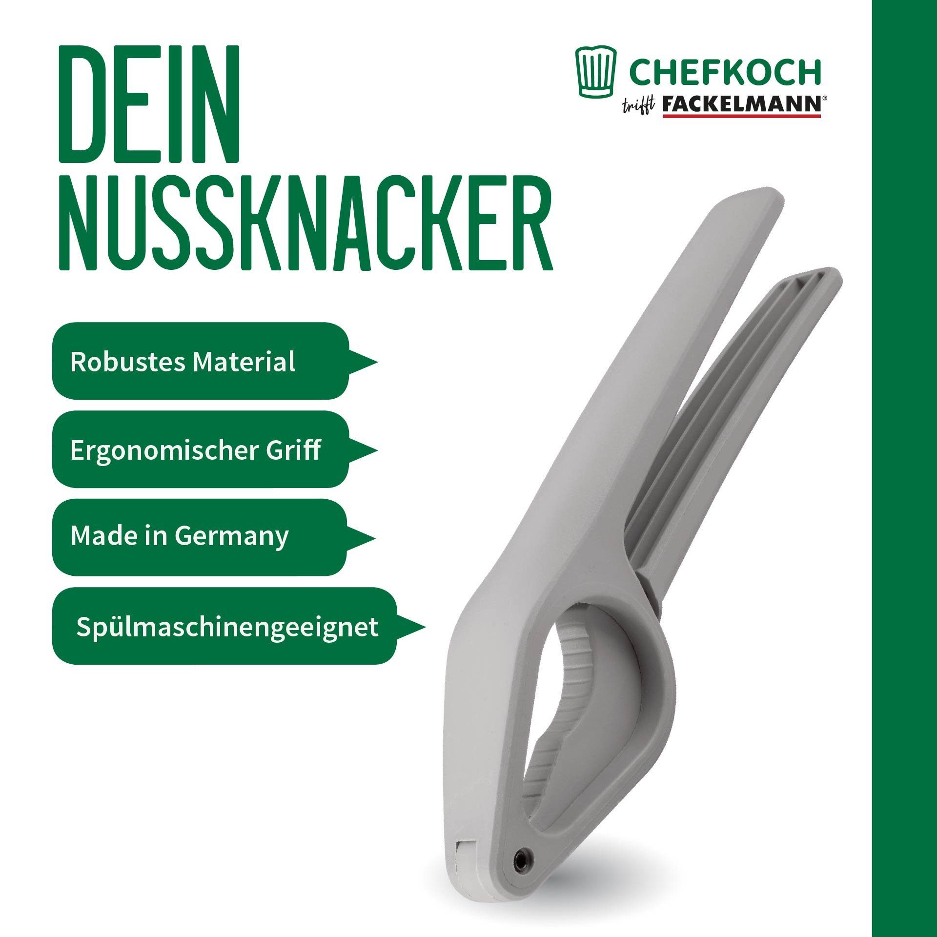 Chefkoch trifft Fackelmann Nussknacker Robuster Nussknacker, Ergonomischer Griff, Spülmaschinengeeignet