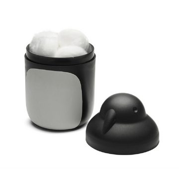 Qualy Design Aufbewahrungsbox Pinguin Behälter (Kunststoff, ca. Ø 8 x 13 cm, Schwarz-Weiß), Box zur Aufbewahrung in Bad & Küche