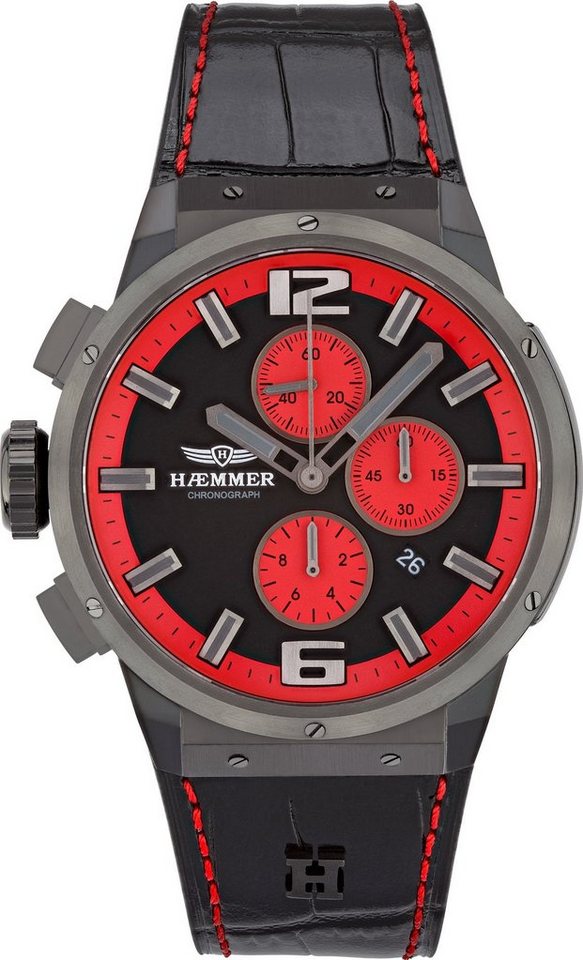 HAEMMER GERMANY Chronograph FIERY, EG-005, Gehäuse aus Edelstahl, schwarz  IP-beschichtet, Ø ca. 48 mm