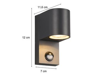 meineWunschleuchte Außen-Wandleuchte, Bewegungsmelder, ohne Leuchtmittel, Downlight für Haus-Wand Fassaden & Carport-Beleuchtung IP 44 Anthrazit