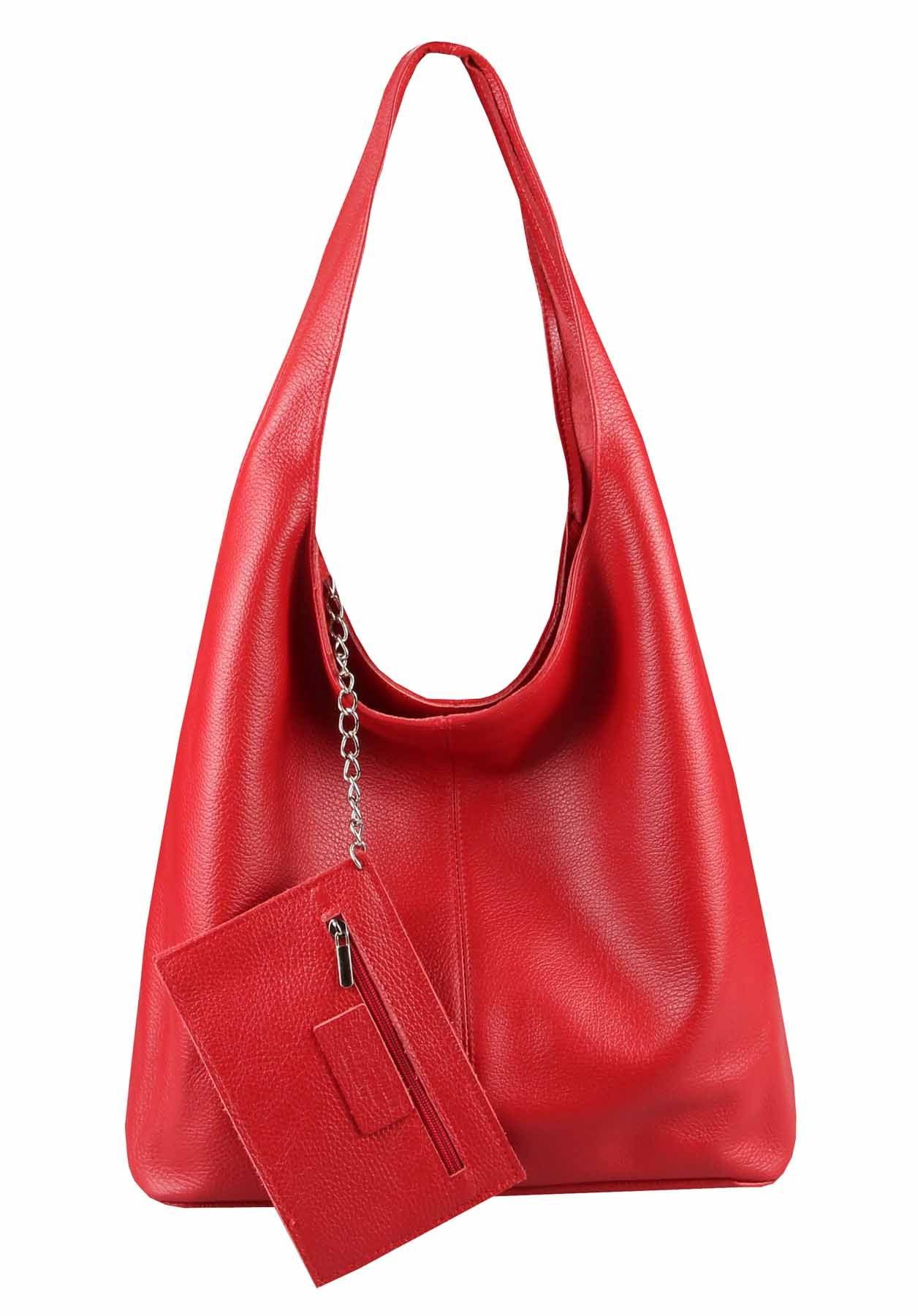 ITALYSHOP24 Shopper Made in Italy XL Damen echtes Leder Tasche Schultertasche Hobo Bag, Umhängetasche Workbag Businesstasche Ledertasche Beuteltasche Freizeit
