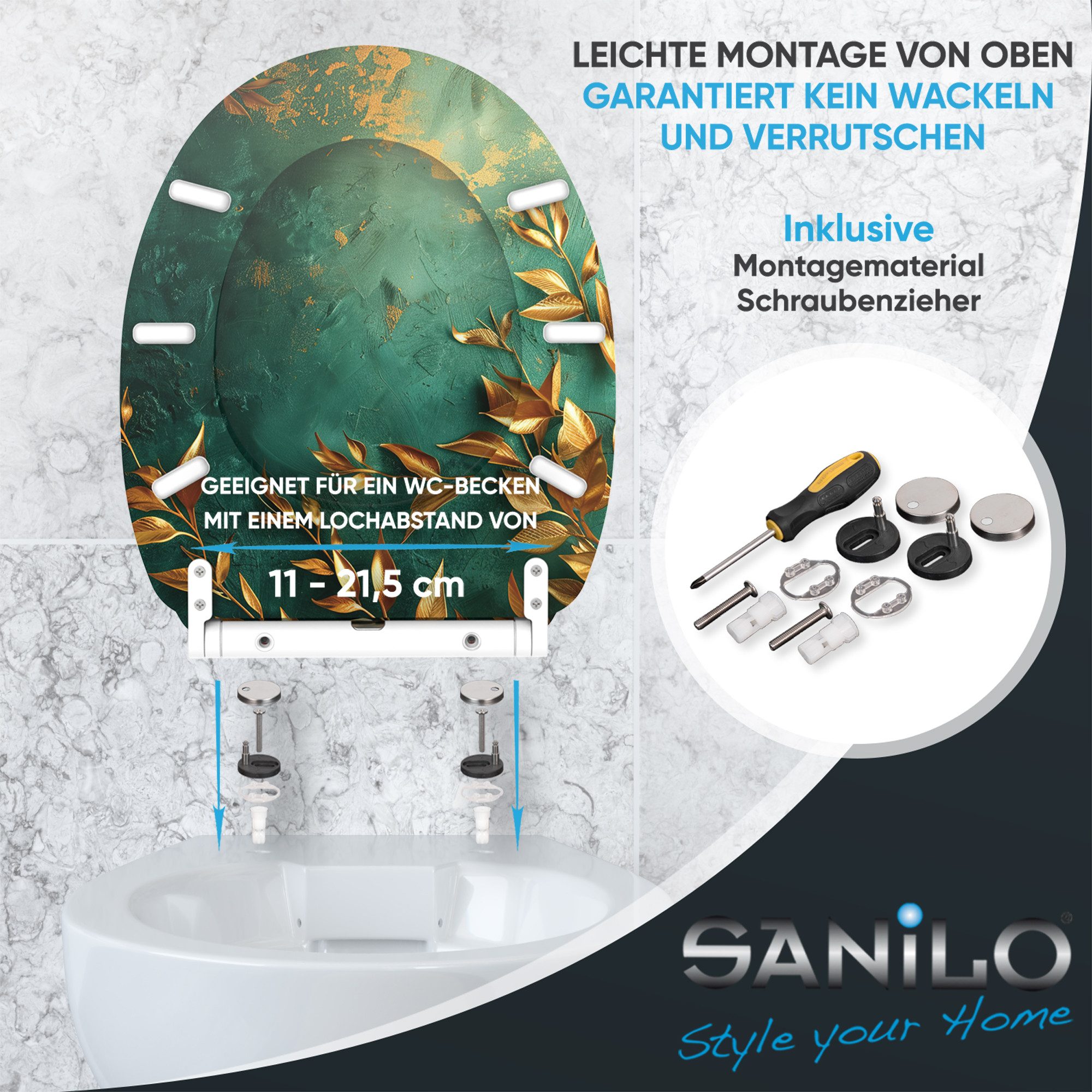 Sanilo WC-Sitz mit Absenkautomatik & Top Fix in vielen Designs, hochwertig, abnehmbar, leichte Montage von oben, mit Schraubenzieher – Bild 5 von 5