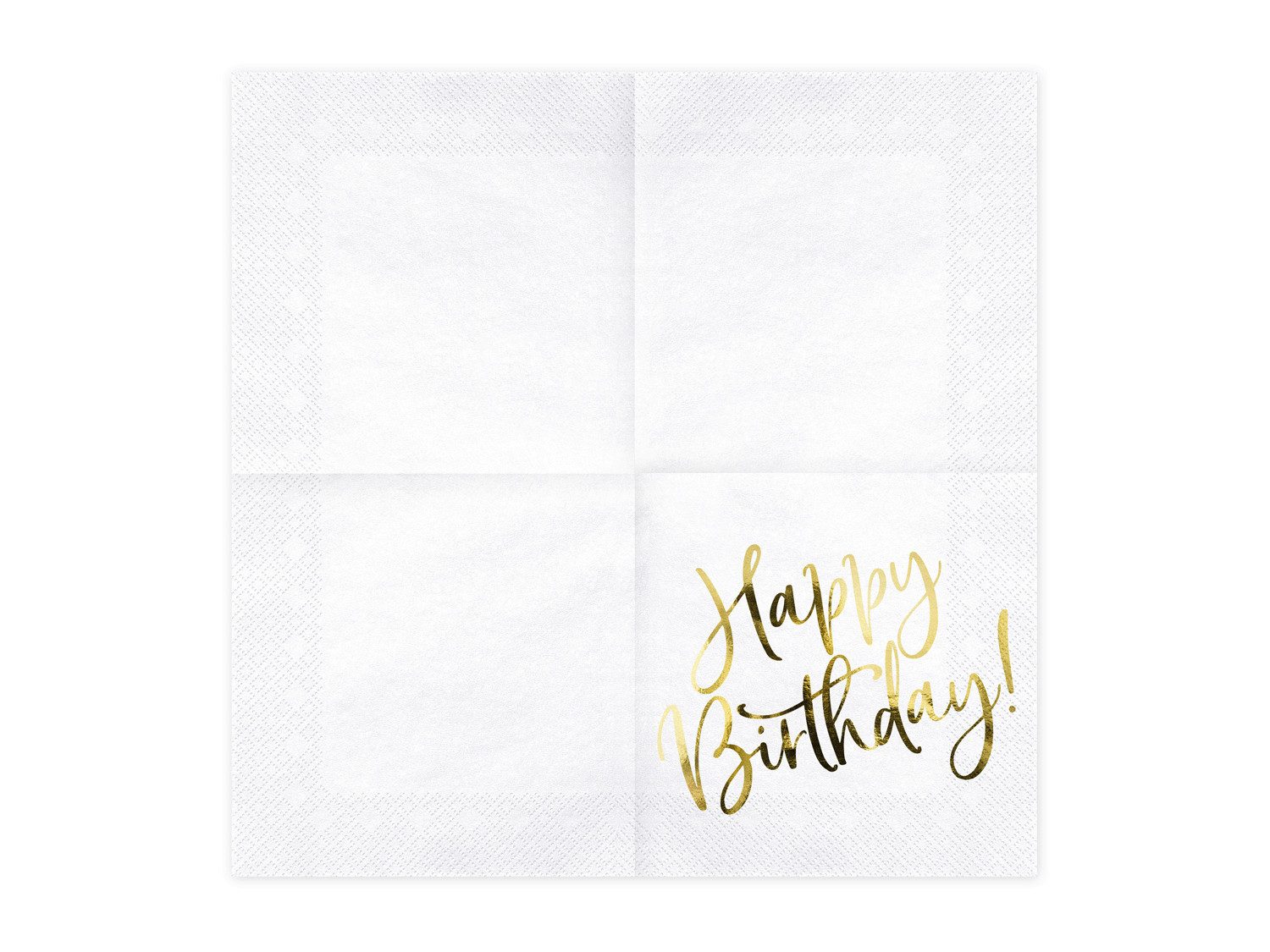 partydeco Papierserviette, Servietten Happy Birthday 33x33cm 20 Stück, weiß / gold