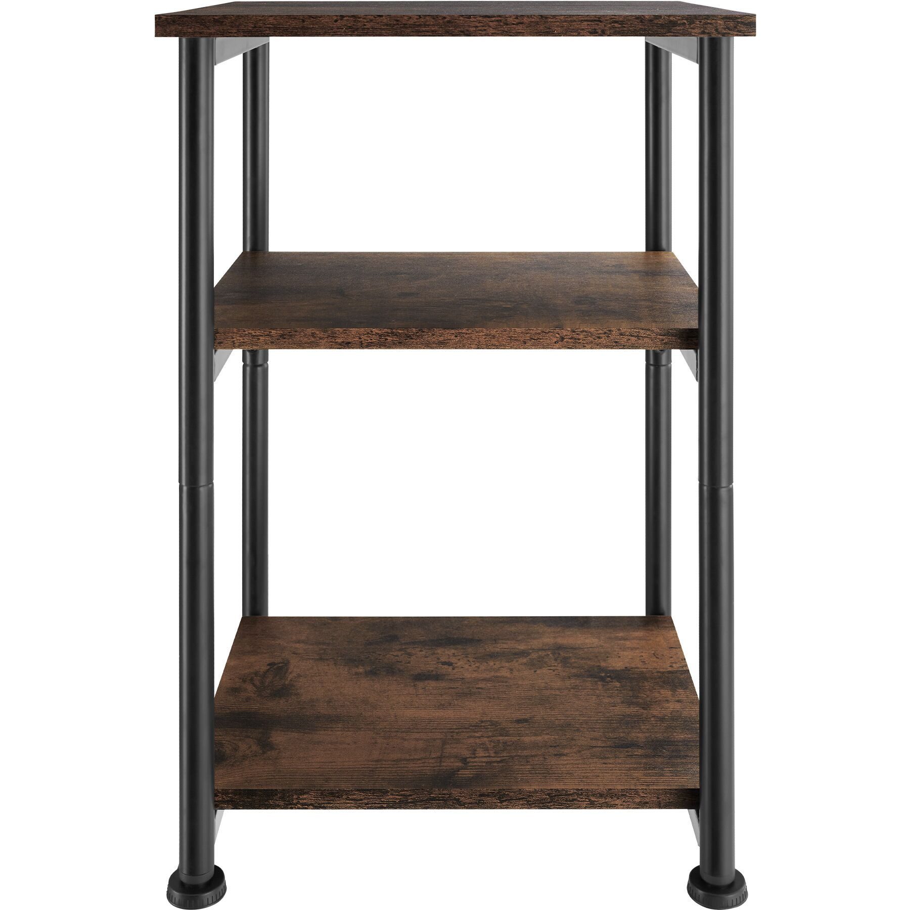 tectake Beistelltisch Ablagetisch, 34 x 30 x 59 cm, mit höhenverstellbaren Kunststofffüßen (Sofatisch Memphis, 1-St., in Industrial Holz dunkel, rustikal), Industrial Style, Holz und Stahl, ausgestattet mit 3 Ablagen