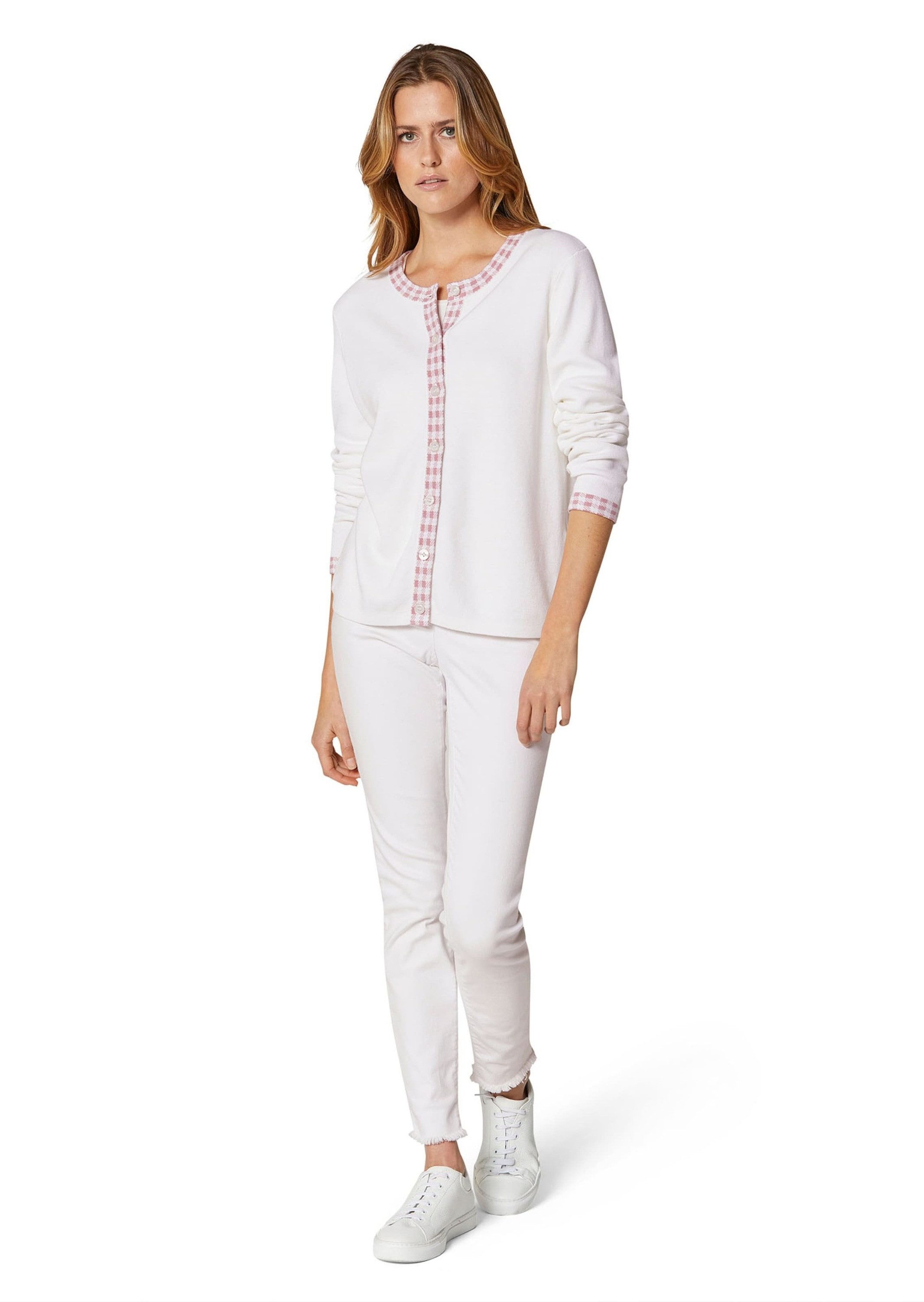 MADELEINE Strickjacke Strickjacke mit Vichy-Karo-Akzenten günstig online kaufen