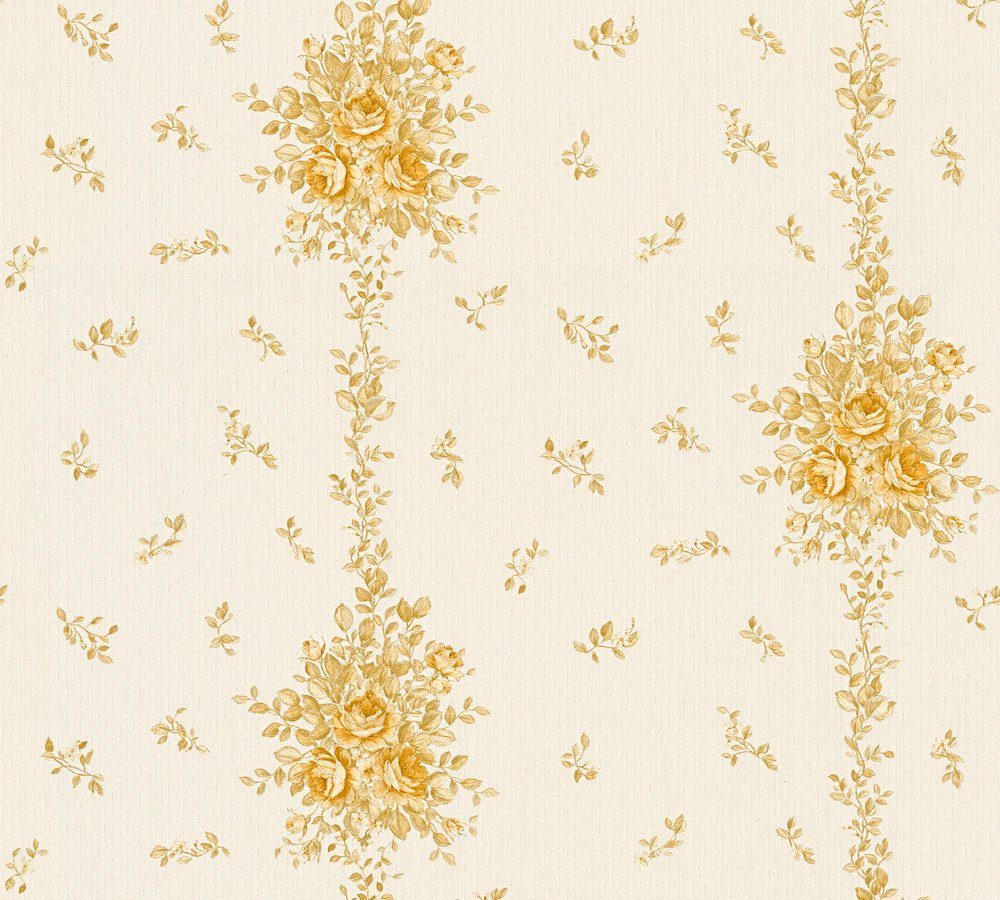 Vliestapete A.S. Création Château 5, Florale Tapete, gold, beige 345003
