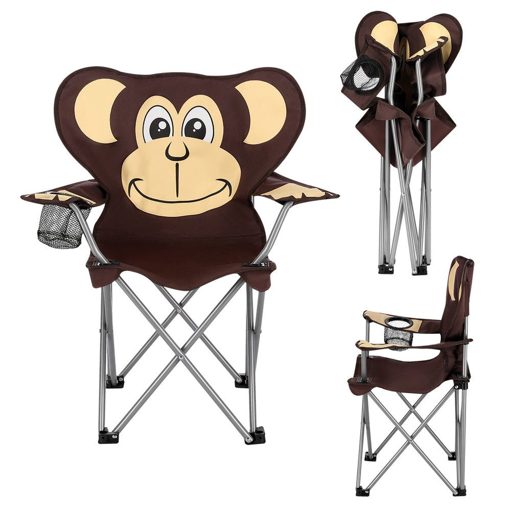 Nils Faltstuhl Kinderstuhl Campingstuhl Klappstuhl (Spar-Set, 1 St), faltbar, Getränkehalter, Tragetasche, Affenmotiv