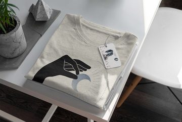 Sinus Art T-Shirt Herren Shirt 100% gekämmte Bio-Baumwolle T-Shirt Mond Hand Motiv Nachhaltig Ökomode aus erneuerbare (1-tlg)