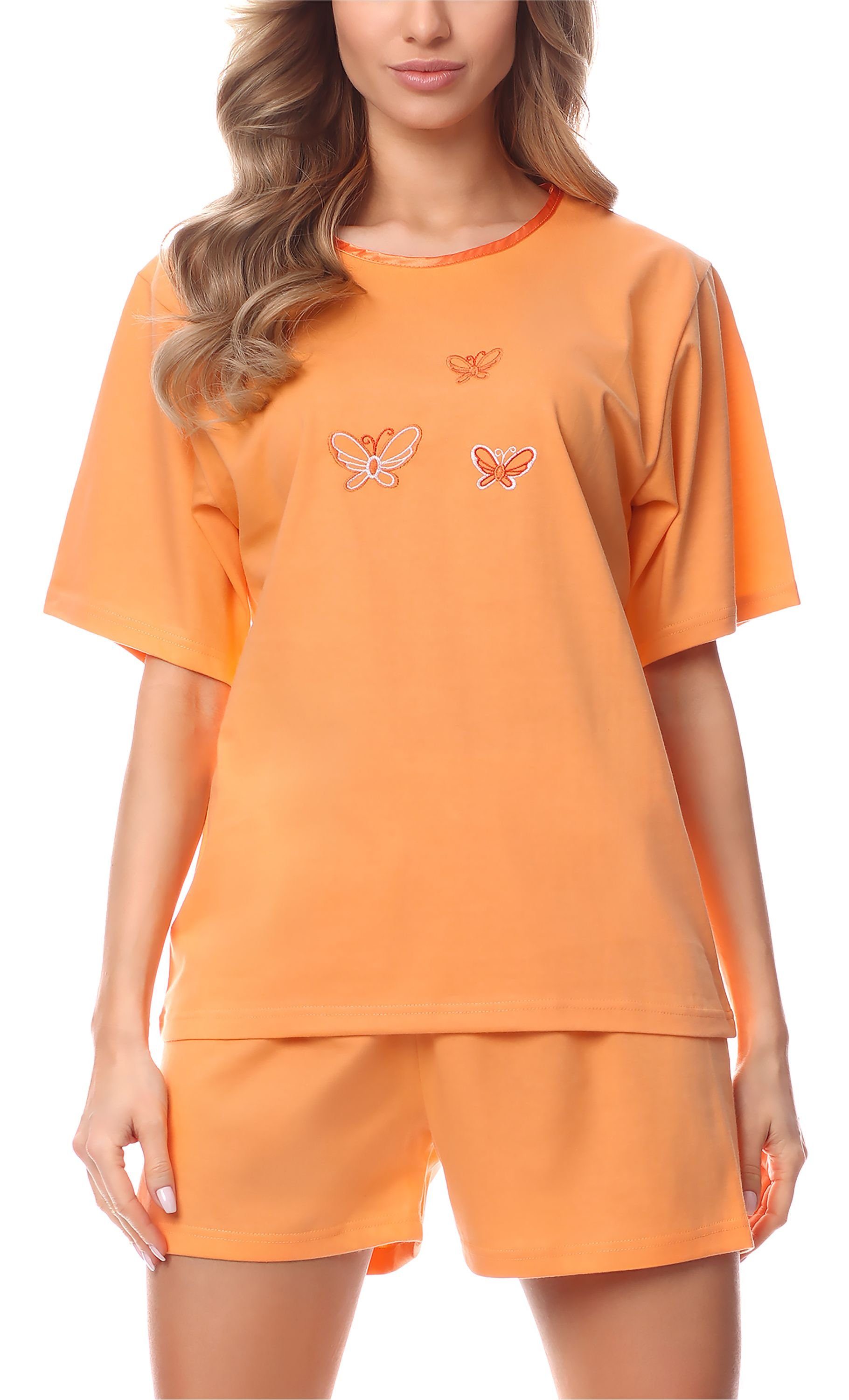 Damen (Kurzarm) Style Kurzarm Schlafanzug 91LW1 Orange Schlafanzug Merry