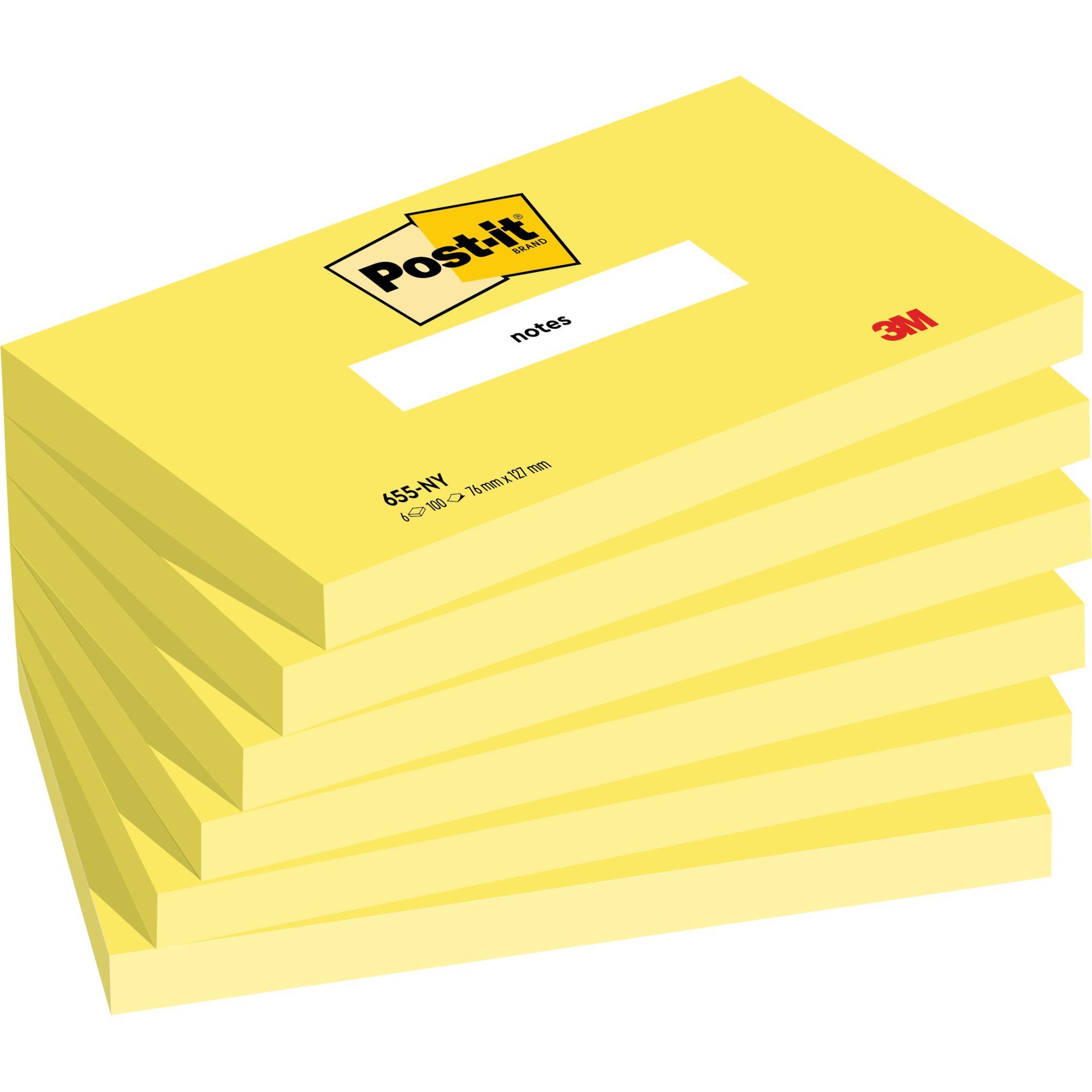 Post-it Notes Haftnotizblock Haftnotiz Notes 655-NY 127x76mm neonge 6x100 Blatt