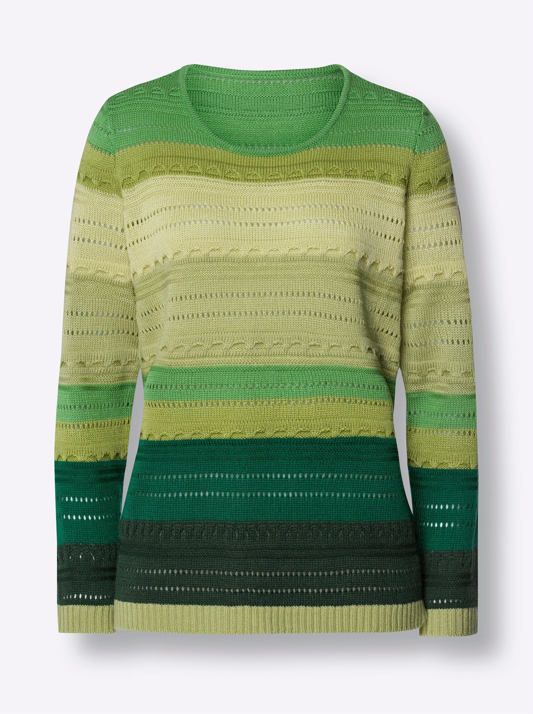 Sieh an! Strickpullover Ajourpullover . im Colorblocking und Ajourstrickmuster