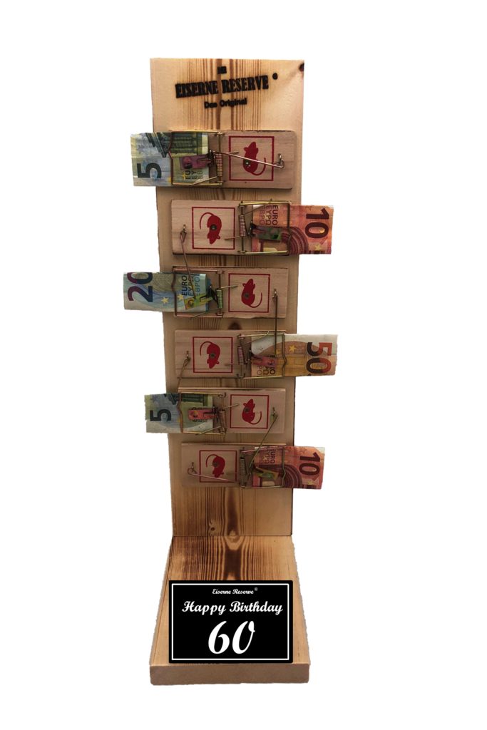 Eiserne Reserve® Geschenkbox 60 Happy Birthday - Eiserne Reserve Mausefalle Premium 6er Geldgeschen