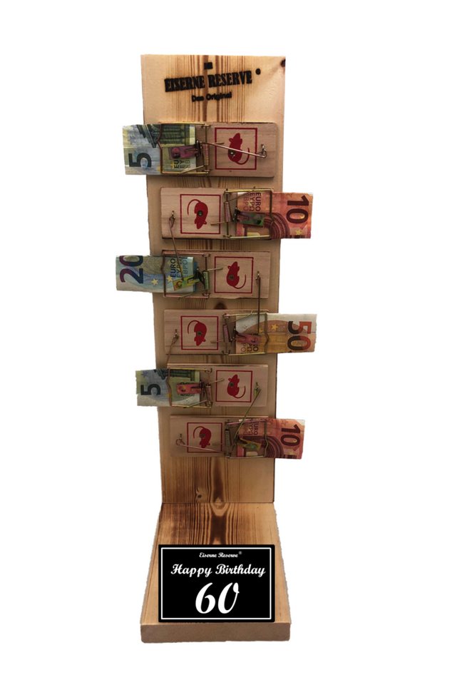 Eiserne Reserve® Geschenkbox 60 Happy Birthday - Eiserne Reserve Mausefalle Premium 6er Geldgeschen