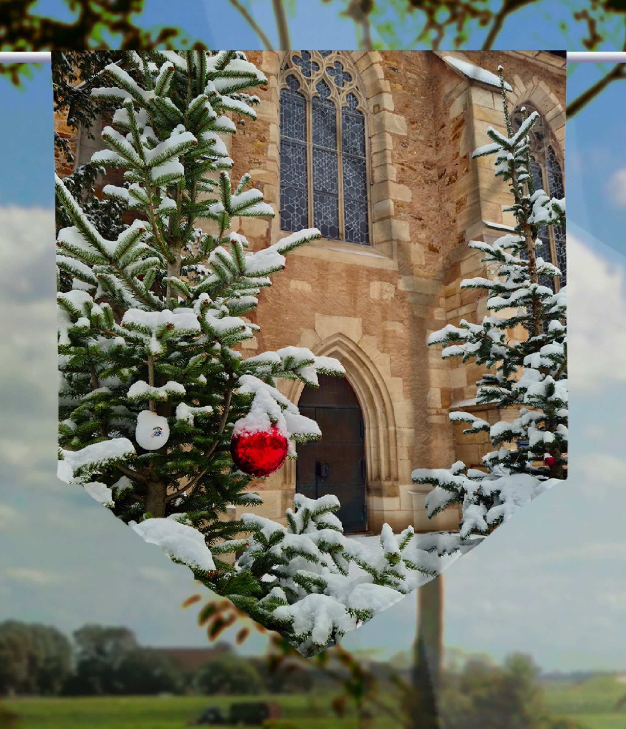 Scheibengardine Weihnachten in Scheibenhänger gardinen-for-life der spitz, Kirche