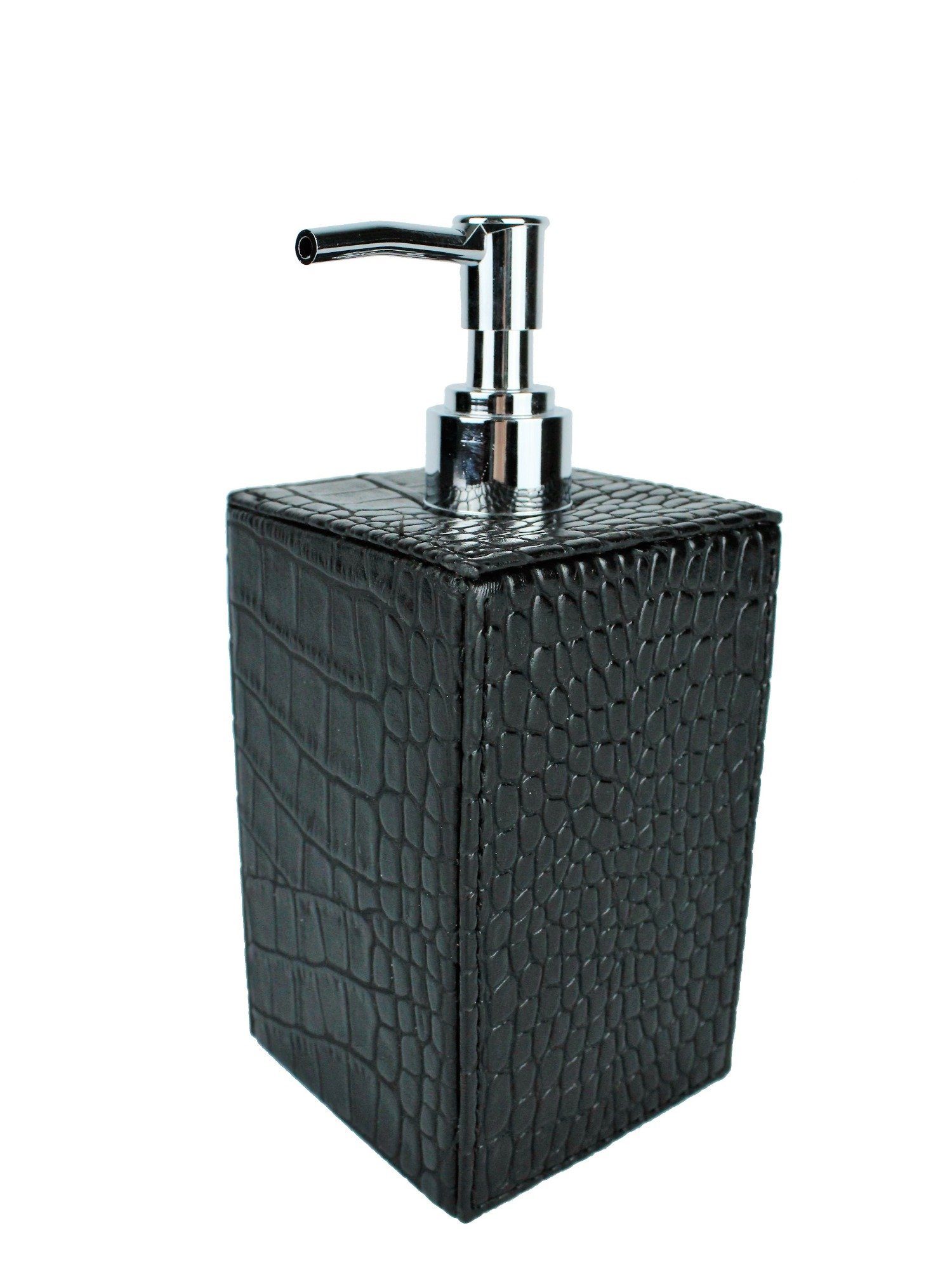 Signature Home Collection Seifenspender Seifenspender Kunstleder Leder Imitat quadratisch, (1 Stück, 1x Seifenspender), pflegeleichter, hygienischer Kunststoff