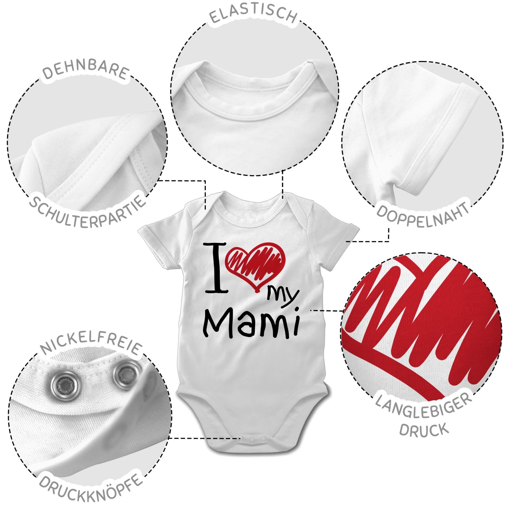 Weiß Shirtbody Muttertagsgeschenk love Mami Shirtracer I 1 my (1-tlg)