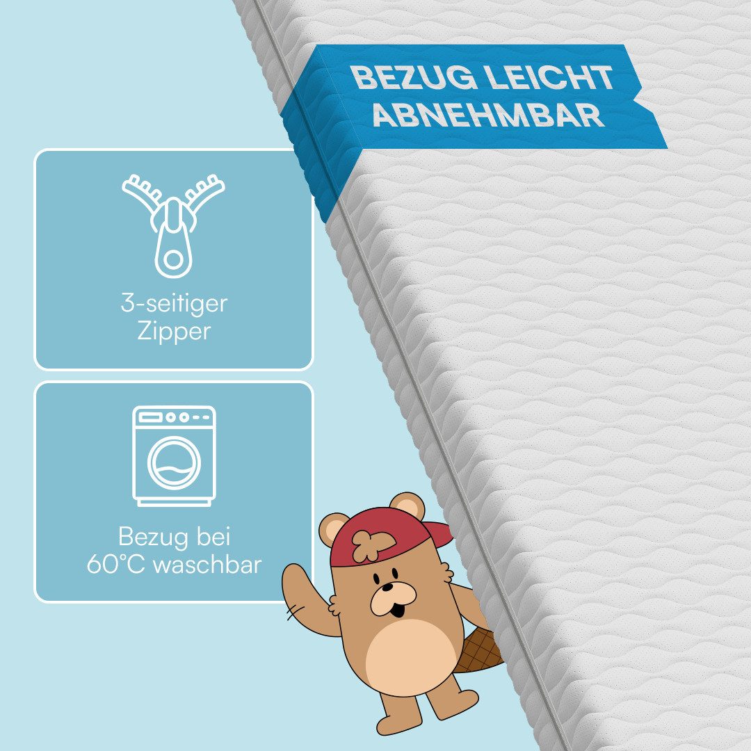 Kindermatratze Twist 90x190 cm, 11 cm hoch, Kaltschaummatratze H2, Bellabino, 11 cm hoch, Härtegrad H2, abnehmbarer Bezug – Bild 4 von 5