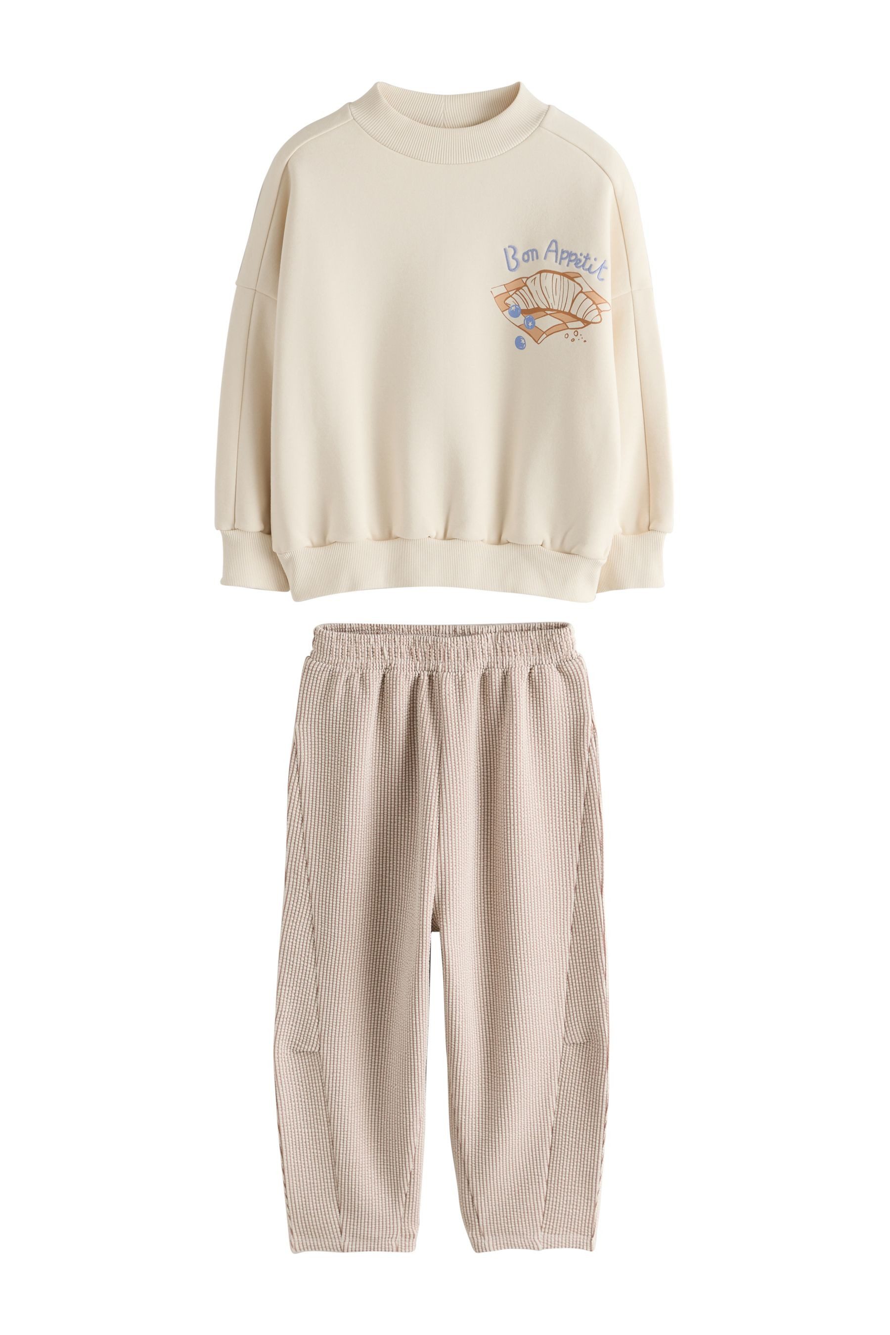 Next Sweatanzug Sweatshirt und strukturierte Hose im Set (2-tlg)