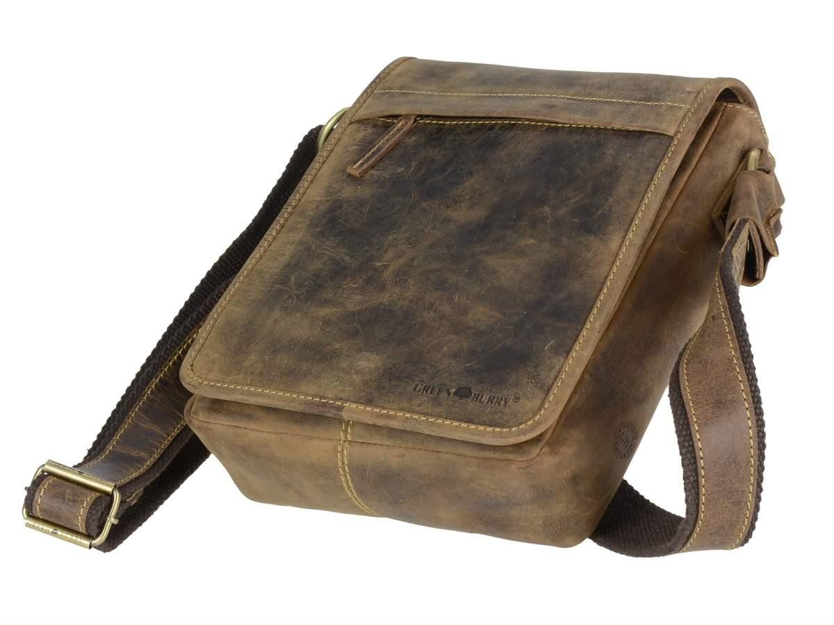 Greenburry Umhängetasche Vintage, used Look, Schultertasche 24x27cm, Messengerbag, antikbraun