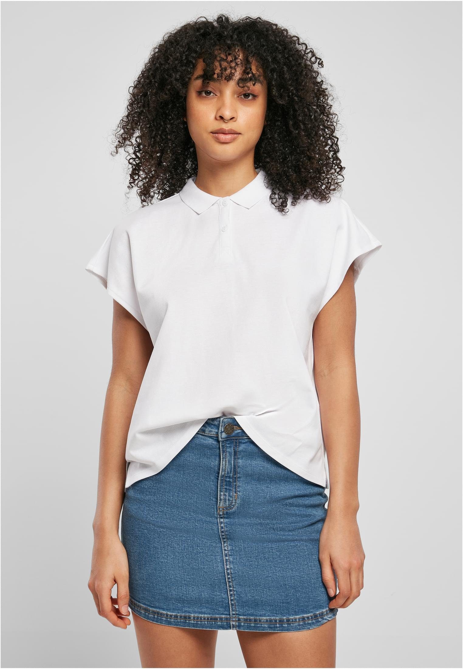 Baumwollmischung angenehmer Polo Stylisches Tee (1-tlg), Kurzarmshirt URBAN Shoulder CLASSICS aus Oversized Ladies Damen T-Shirt Extended