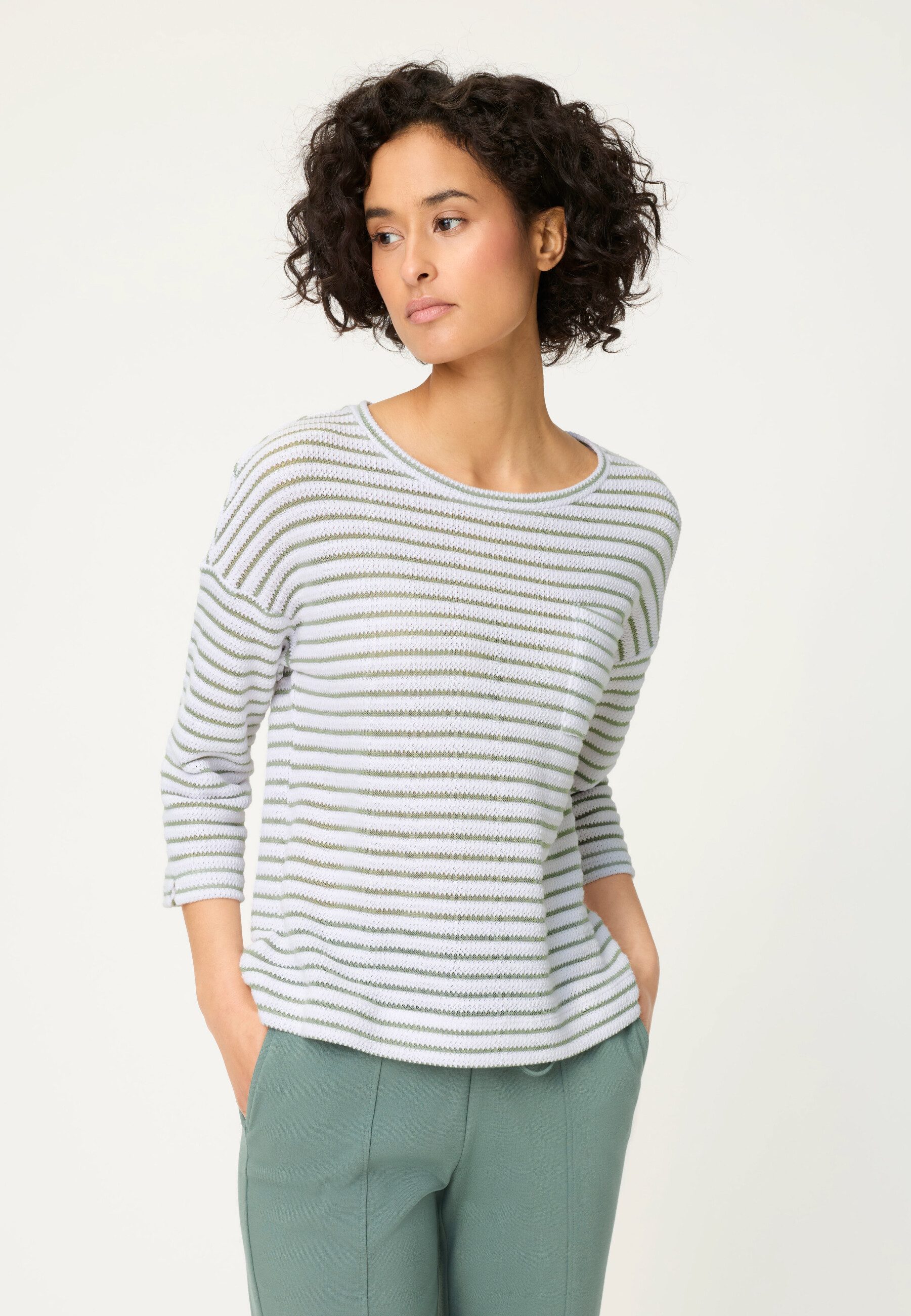 Olsen T-Shirt mit Jacquard-Streifen