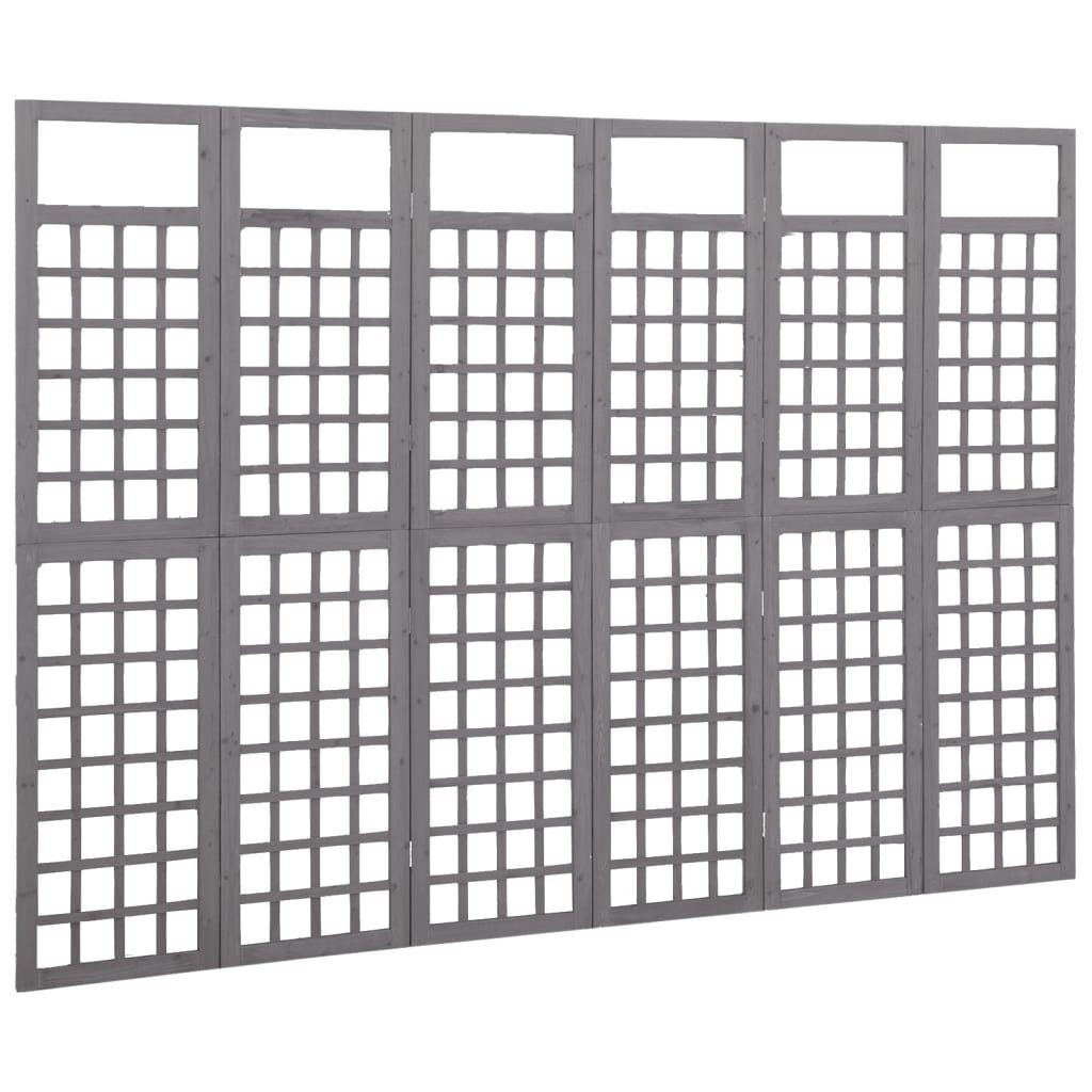furnicato Raumteiler 6-tlg. Paravent/Spalier 242,5x180 cm Massivholz Grau Tanne