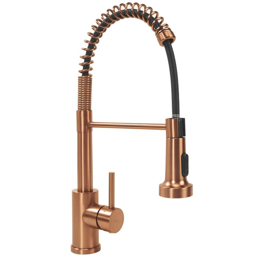 wohnwerk.idee Küchenarmatur Wasserhahn Küche ausziehbar Gold Matt Gebürstet Kupfer Schwarz Chrom