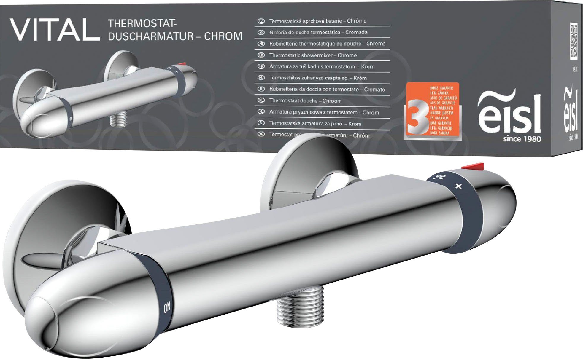 Eisl Duscharmatur VITAL mit Thermostat, Mischbatterie Dusche, Duschthermostat in Chrom