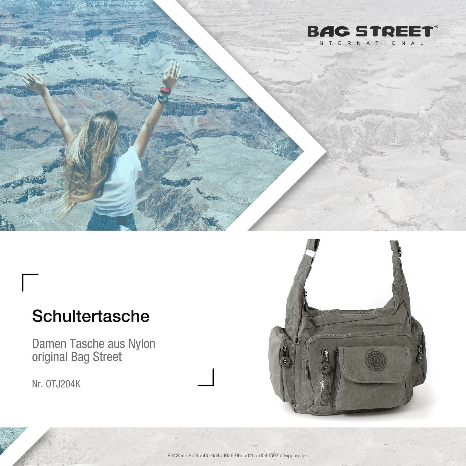 Damenhandtasche Schultertasche Nylon, STREET BAG Street (Schultertasche), grau ca. 30cm 22cm Bag Schultertasche ca. x Schultertasche