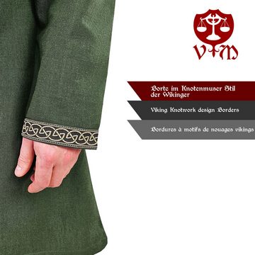 Vehi Mercatus Wikinger-Kostüm Klassische Wikinger Tunika grün mit Knotenmuster "Hakon", langarm XXXL