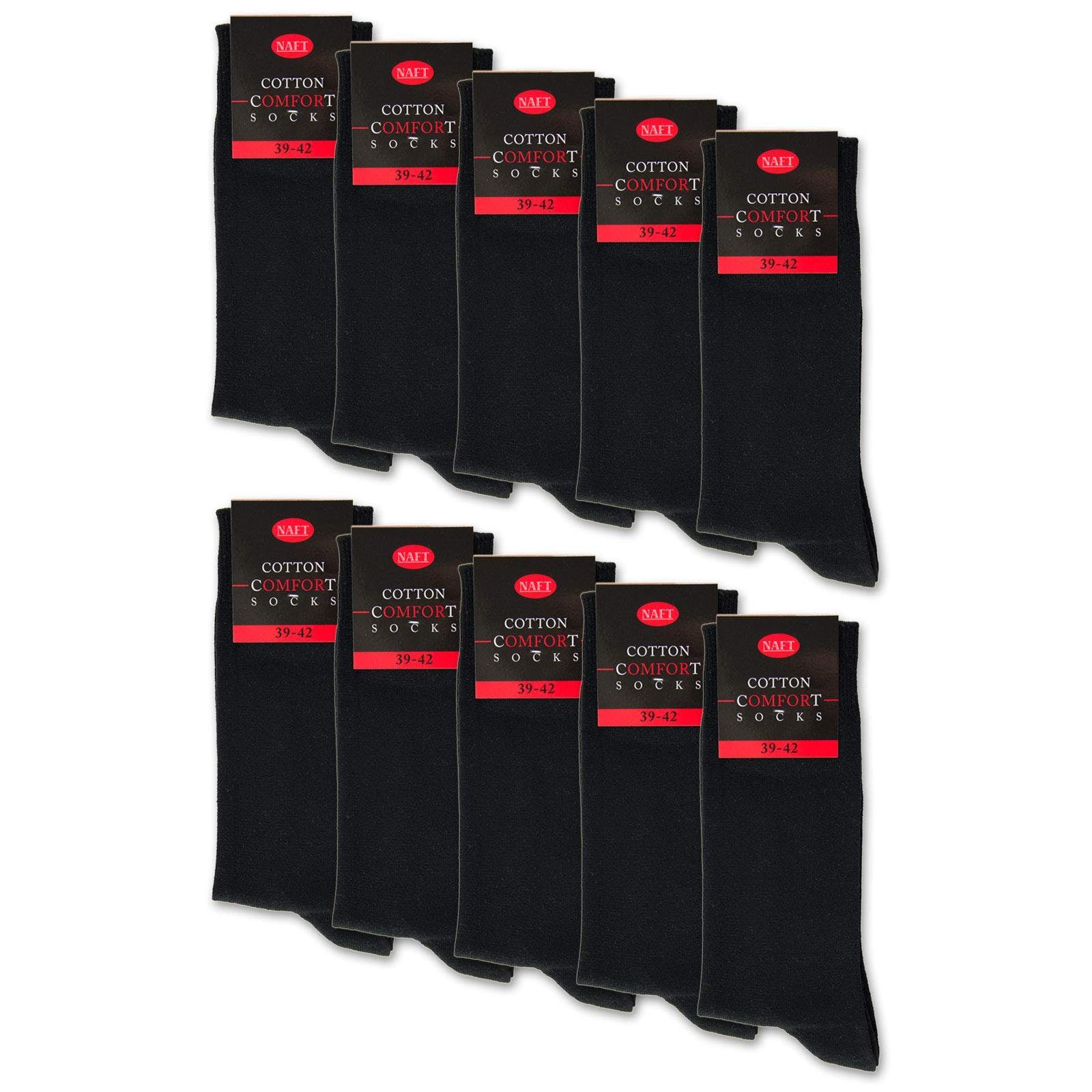 sockenkauf24 Basicsocken 10 Paar Komfortsocken Herren & Damen Baumwolle (Schwarz, 35-38) Schwarz Business Herrensocken Classic - 13200