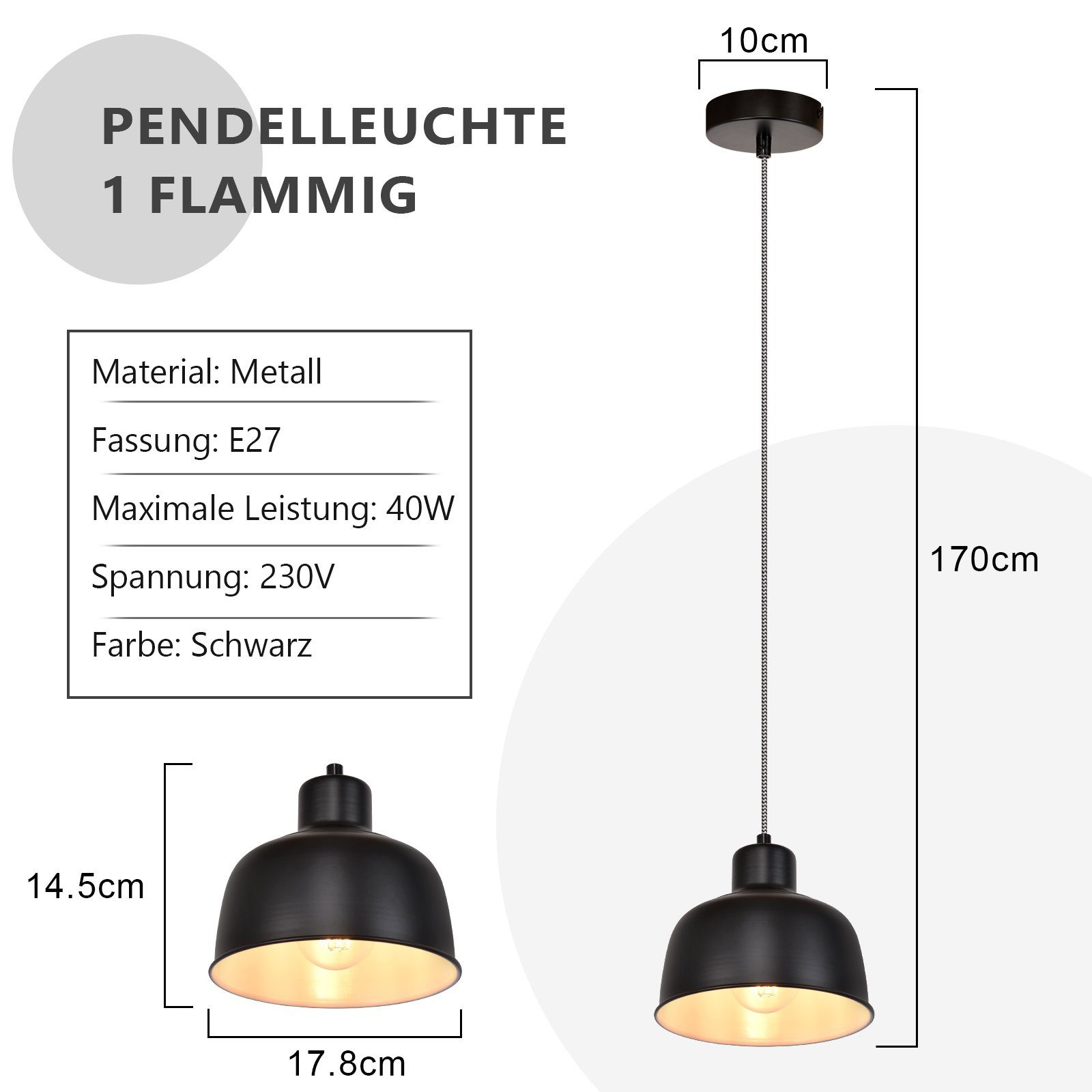 ZMH Pendelleuchte Esstisch Hängelampe Schlafzimmer: flammig, Esstischlampe Retro Industrial Metall E27 Vintage Schwarz 1/3 Esszimmerlampe Hängeleuchte Leuchtmittel, ohne