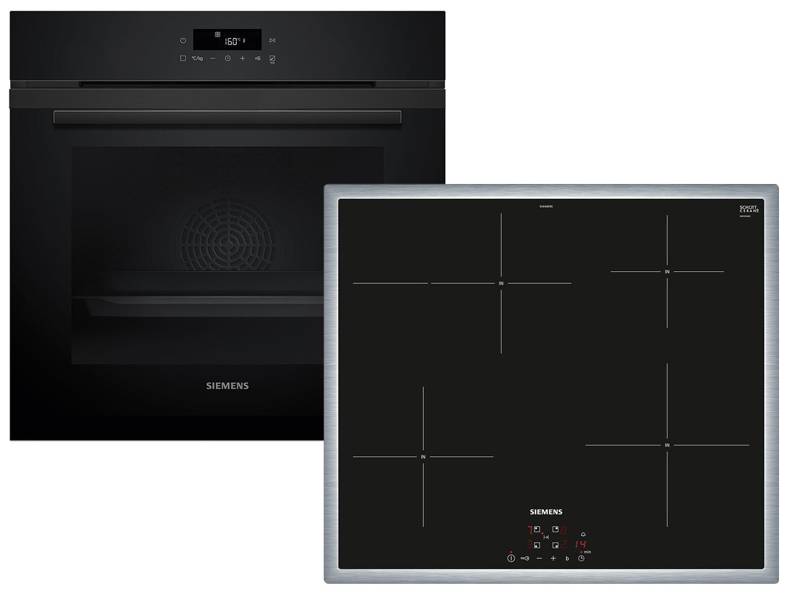SIEMENS Backofen-Set, mit 4-fach Auszug, Pyrolyse-Selbstreinigung, Powerboost-Funktion, Timer