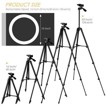 NAIPO Studio-Stativ-Blitz, (Ringlicht 10" mit Stativ 3Farben Dimmbar 360)