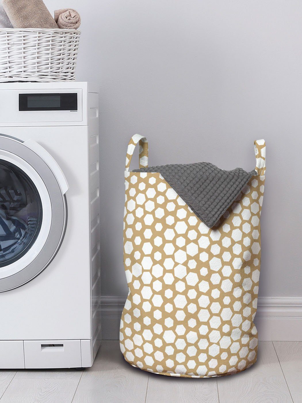 Griffen mit Motive Kordelzugverschluss Wäschekorb für Waschsalons, Geometrie Abakuhaus Abstrakt Hexagon Wäschesäckchen