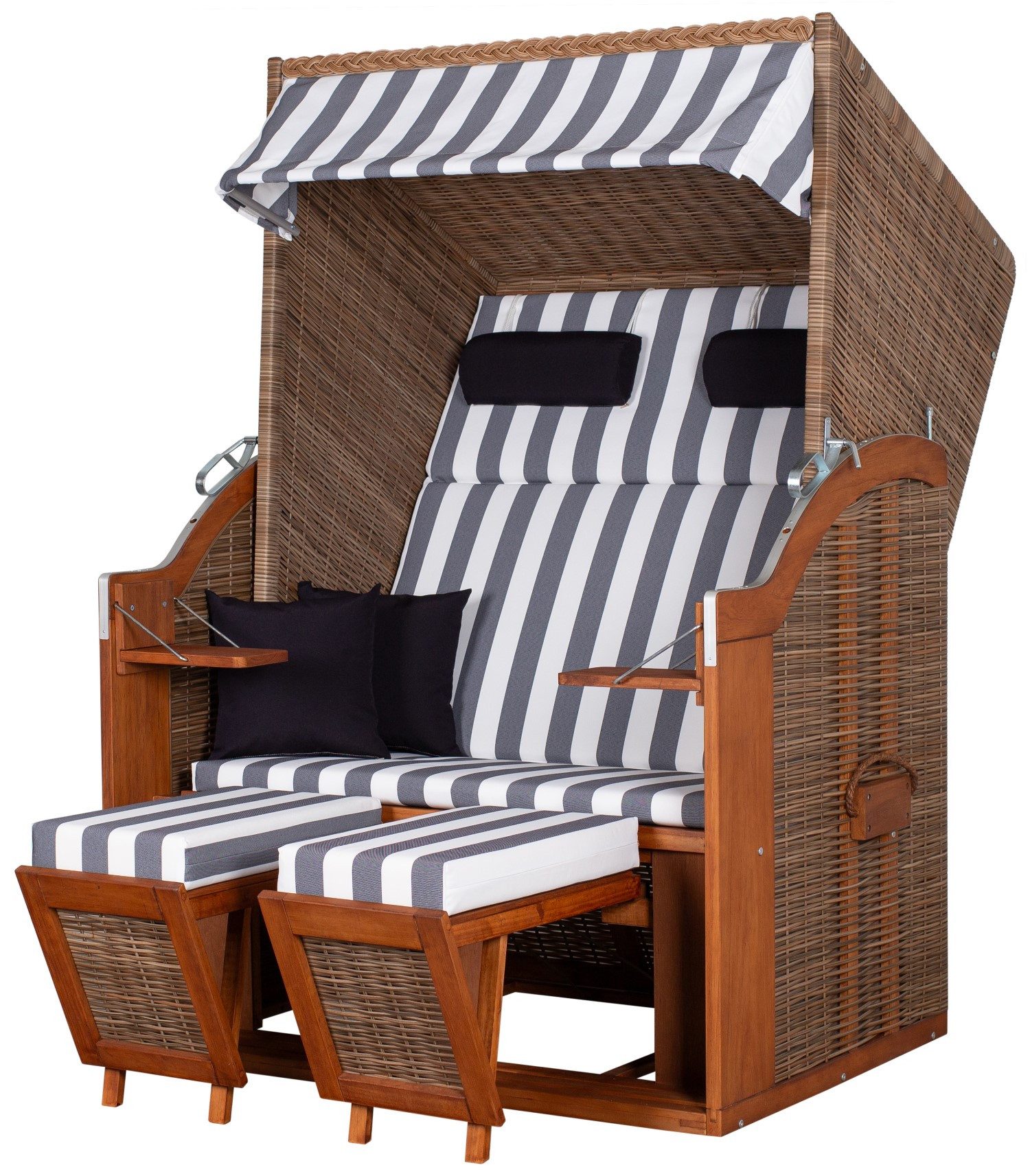 deVries PURE® Strandkorb Standard - PE griseum - Dessin 502, BxTxH: 120x80x160 cm, Halblieger, Ostsee-Strandkorb