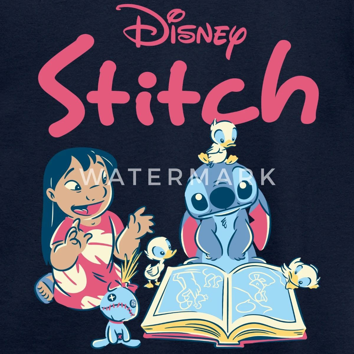Spreadshirt T-Shirt Lilo & Stitch Mit Buch Teenager T-Shirt (1-tlg)